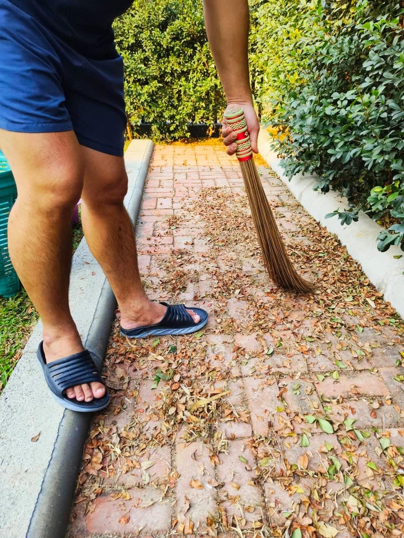 AW BROOMS 32 inch Multi-Surface Sturdy Outdoor Authentic Coconut Leaf Broom Asian Heavy Duty Broom Thai Natural Coconut Leaf Broom (Country Rustic) (1 Piece) - Image 4